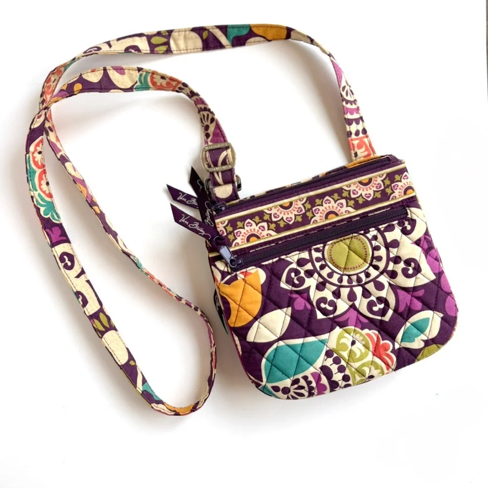 Vera Bradley Purple Plum Retired Pattern Bohemian Floral Quilted Crossbody Bag - Picture 2 of 10